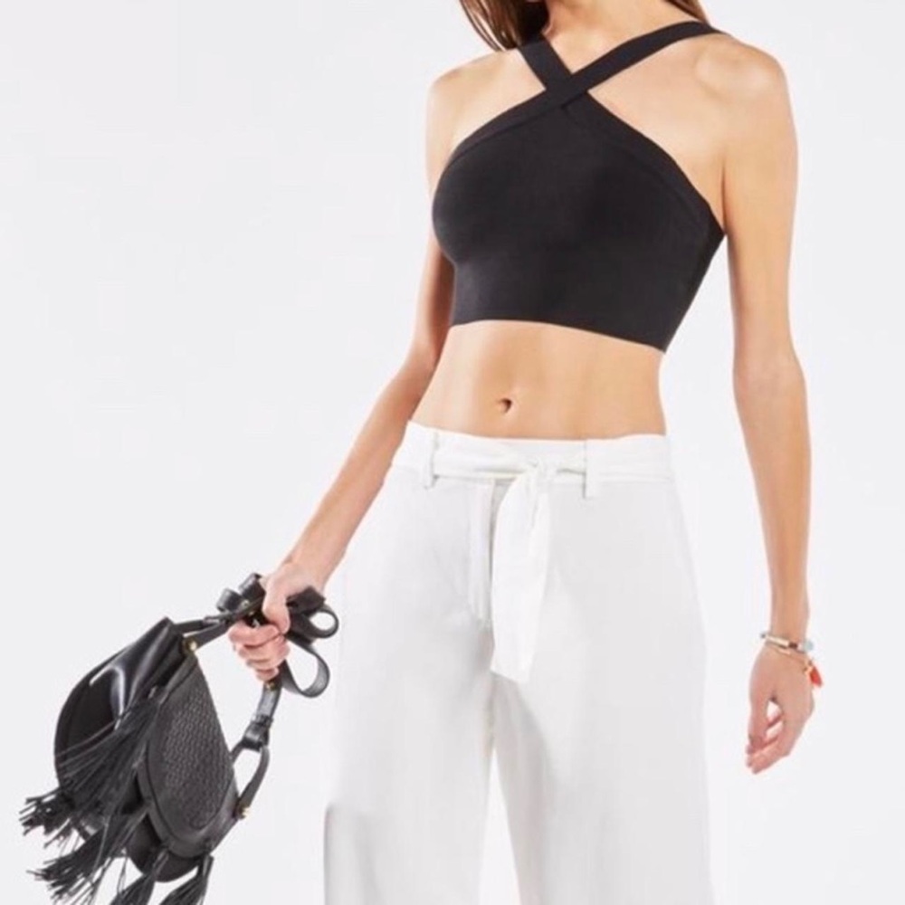 BCBGMaxAzria Black Cross-Strap Crop Top